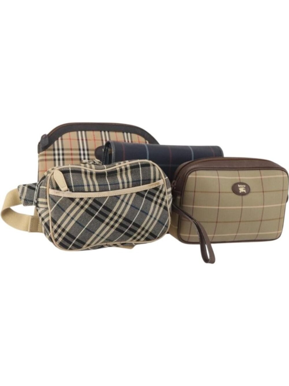Burberrys Burberry Nova Check Bag Canvas 4 Set Brown Beige Navy